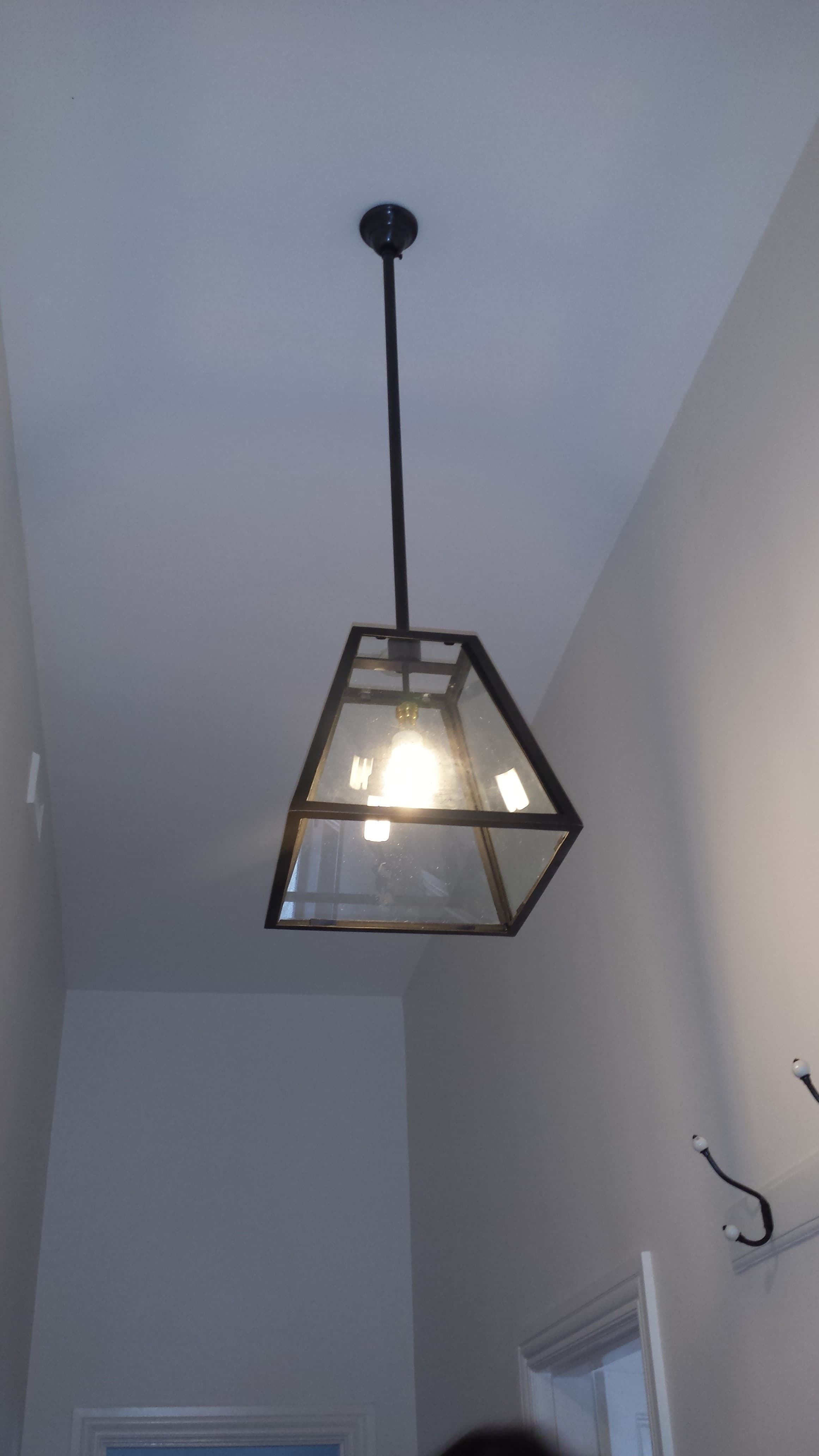 Custom caged pendant light fitting installed by Bri'Lectrix